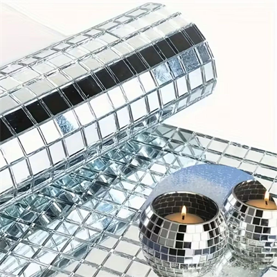 BUFFER® Kare Silver Cam Mozaik Fayans Çıkartmaları El İşi Kare Cam Fayans Kendinden Yapışkanlı Aynalı Dekor Panel 30x30 Cm