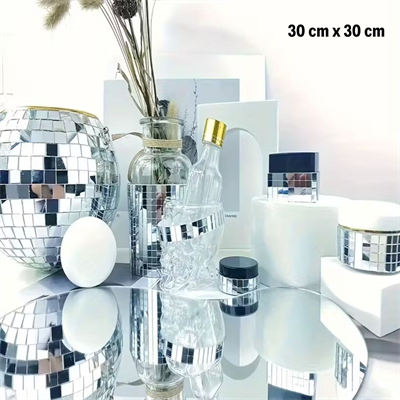 BUFFER® Kare Silver Cam Mozaik Fayans Çıkartmaları El İşi Kare Cam Fayans Kendinden Yapışkanlı Aynalı Dekor Panel 30x30 Cm