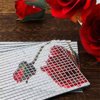 BUFFER® Kare Silver Cam Mozaik Fayans Çıkartmaları El İşi Kare Cam Fayans Kendinden Yapışkanlı Aynalı Dekor Panel 30x30 Cm