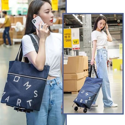 BUFFER® Katlanabilir Tekerlekli Market Çantası,Çok Amaçlı Pazar Arabası,Portatif Alışveriş Bez Torbası