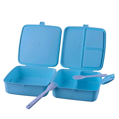 BUFFER® Kendiliğinden Kaşık Çatallı Beslenme Kutusu 4 Bölmeli Çocuk Beslenme Kabı Saklama Kutusu