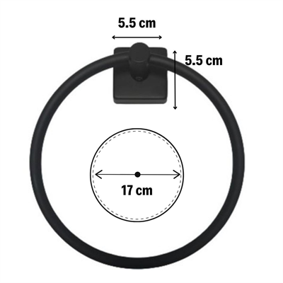 BUFFER® Kendiliğinden Yapışkanlı Siyah Paslanmaz Metal Yuvarlak Havluluk