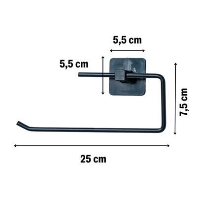 BUFFER® Kendiliğinden Yapışkanlı Siyah Paslanmaz Metal Rulo Havluluk Aparat