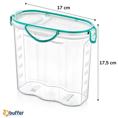 BUFFER® Kilitli Kapaklı Contalı Hava,Su Sıvı Geçirmez 1,7 Litre Erzak Saklama Kabı-SA585