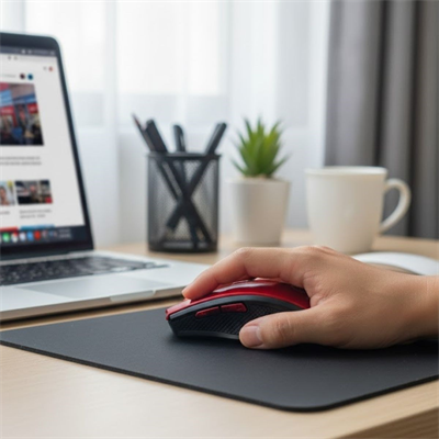 BUFFER® Kırmızı Renkli Baş Parmak Destekli Ergonomik Sessiz Kablosuz Mouse – USB Alıcılı, Ofis ve Oyun İçin Konforlu Bilgisayar Faresi MS6300