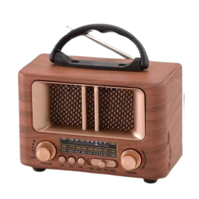 BUFFER® Küçük Mini Boy Retro Ahşap Tasarım Bluetooth Hoparlörlü Radyo – FM/AM Destekli, Şarjlı ve Taşınabilir Radyo NS-8108