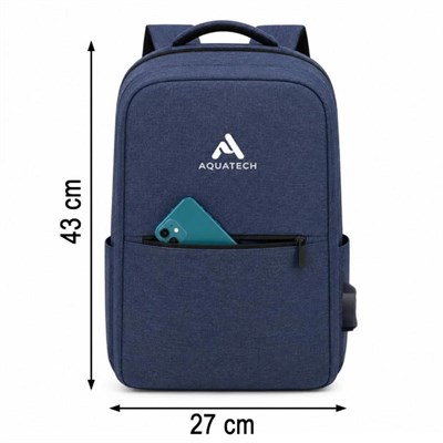 BUFFER® Lacivert Laptop Sırt Çantası, Bilgisayar Korumalı İç Bölmeli Notebook Çantası, Organizer Cepli ve USB Şarj Portlu