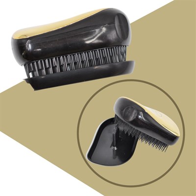 BUFFER® Nissha Elektriklenmeyi Önleyen Anti Statik Saç Düzleştirici Kapaklı Gold Saç Fırçası Tarak