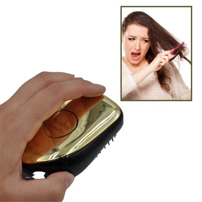 BUFFER® Nissha Elektriklenmeyi Önleyen Anti Statik Saç Düzleştirici Kapaklı Gold Saç Fırçası Tarak