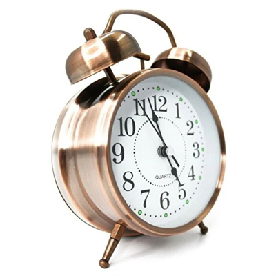 BUFFER® Nostaljik Çalar Saat – Retro Tasarım, Sessiz Akan Mekanizma, Yüksek Sesli Alarm, Masa ve Komodin İçin Dekoratif Saat