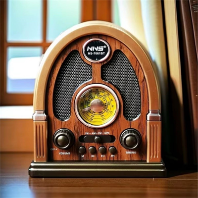 BUFFER® Orta Boy Kubbe Model Retro Ahşap Tasarım Bluetooth Hoparlörlü Radyo – FM/AM Destekli, Şarjlı ve Taşınabilir Radyo NS-7061