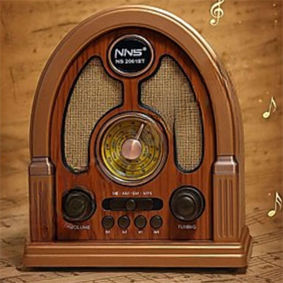 BUFFER® Orta Boy Kubbe Model Retro Ahşap Tasarım Bluetooth Hoparlörlü Radyo – FM/AM Destekli, Şarjlı ve Taşınabilir Radyo NS-7061