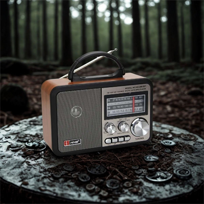 BUFFER® Orta Boy Retro, Nostaljik, Ahşap Tasarım Bluetooth Hoparlörlü, Şarjlı, Taşınabilir FM/AM Destekli Radyo NS-8897