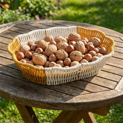 BUFFER® Oval Çift Renkli Plastik Rattan Ekmek ve Meyve Sepeti - Çok Amaçlı Banyo ve Mutfak Düzenleyici - Yıkanabilir Dekoratif Tezgâh Üstü Organizer