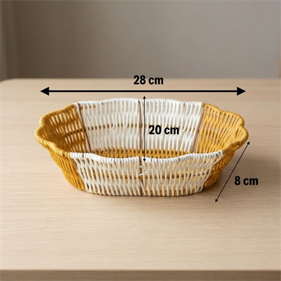 BUFFER® Oval Çift Renkli Plastik Rattan Ekmek ve Meyve Sepeti - Çok Amaçlı Banyo ve Mutfak Düzenleyici - Yıkanabilir Dekoratif Tezgâh Üstü Organizer