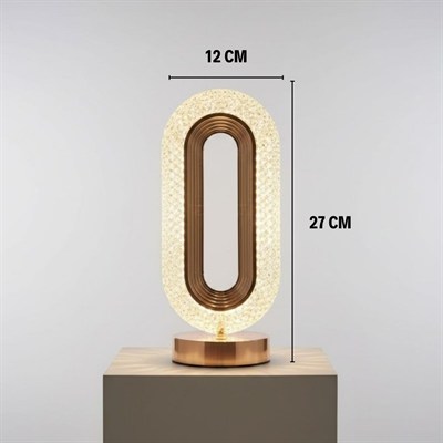 BUFFER® Oval Şeklinde Kristal LED Masa Lambası – Dokunmatik, 3 Renk Işık Modlu, Şarjlı Dekoratif Gece Lambası