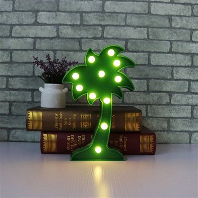 BUFFER® Palmiye Dekoratif Pilli Ledli Masa ve Duvar Lambası Aydınlatması