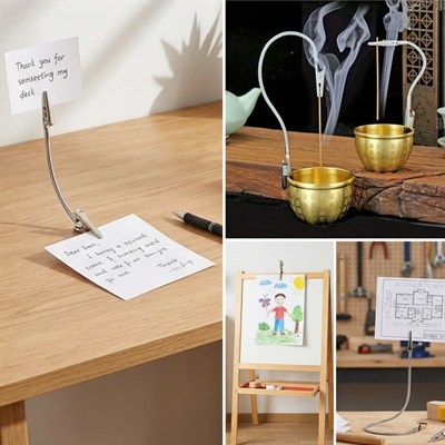 BUFFER® Paslanmaz Çelik Çift Kafa Timsah Klips – Isıya Dayanıklı Sinek Kovucu Bobin Tutucu & Kağıt Not Sabitleyici, Kıvrılabilir Esnek Gövdeli Aparat