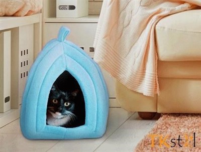 BUFFER® Pet Hut Polar Kedi ve Köpek Yatağı - Mavi