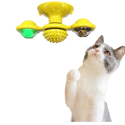 BUFFER® Pet Malzemeleri Vantuzlu Fırıldak Toplu Dönen Şeffaf Depo Tasarım İnteraktif Kedi Oyuncağı