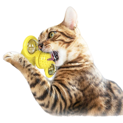 BUFFER® Pet Malzemeleri Vantuzlu Fırıldak Toplu Dönen Şeffaf Depo Tasarım İnteraktif Kedi Oyuncağı