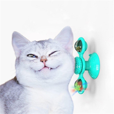 BUFFER® Pet Malzemeleri Vantuzlu Fırıldak Toplu Dönen Şeffaf Depo Tasarım İnteraktif Kedi Oyuncağı