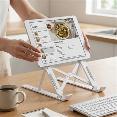 BUFFER® Plastik Katlanır Tablet Standı – Ayarlanabilir Açılı, Taşınabilir Masaüstü Telefon ve Tablet Tutucu Stand