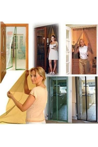 BUFFER® Pratik Kolay Otomatik Manyetik Mıknatıslı Kapı Pencere Sinekliği Krem