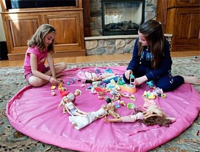 BUFFER® Pratik Taşınabilir Pembe Oyuncak Toplama Örtüsü Oyun Parkı Hurcu