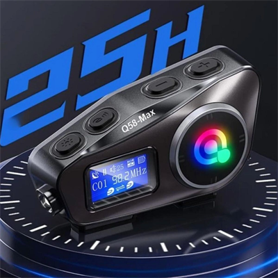 BUFFER® Q58 Motorsikletler İçin Fener Özellikli SD Kart Bölümlü LCD Ekranlı Kablosuz Bluetooth Kulaklıklı – Suya Dayanıklı Kask Kulaklığı