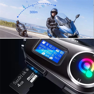 BUFFER® Q58 Motorsikletler İçin Fener Özellikli SD Kart Bölümlü LCD Ekranlı Kablosuz Bluetooth Kulaklıklı – Suya Dayanıklı Kask Kulaklığı