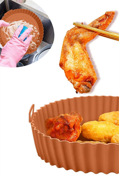 BUFFER® Renkli Isıya Dayanıklı Yıkanılabilir Silikon Fırın Ve Airfryer Yuvarlak Pişirme Matı 20 Cm