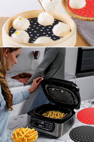 BUFFER® Renkli Isıya Dayanıklı Yıkanılabilir Silikon Fırın Ve Airfryer Yuvarlak Pişirme Matı 20 Cm