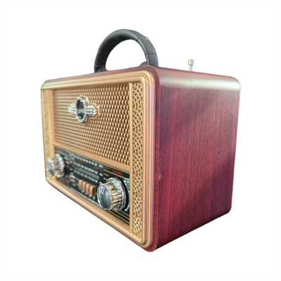 BUFFER® Retro, Nostaljik, Ahşap Tasarım Bluetooth Hoparlörlü, Şarjlı, Taşınabilir Otantik Tasarımlı FM/AM Destekli Radyo NS8098