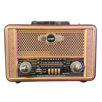 BUFFER® Retro, Nostaljik, Ahşap Tasarım Bluetooth Hoparlörlü, Şarjlı, Taşınabilir Otantik Tasarımlı FM/AM Destekli Radyo NS8098