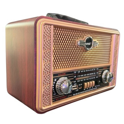 BUFFER® Retro, Nostaljik, Ahşap Tasarım Bluetooth Hoparlörlü, Şarjlı, Taşınabilir Otantik Tasarımlı FM/AM Destekli Radyo NS8098