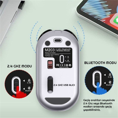 BUFFER® Sessiz Kablosuz Mouse – Wireless Optik Mouse, Sessiz Tıklama, Ergonomik Tasarım