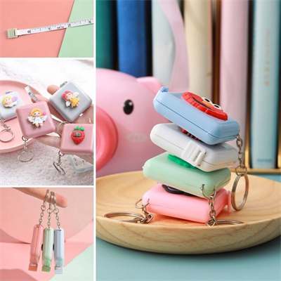 BUFFER® Sevimli Yumuşak Stickerli 150 cm Uzunluğunda Pratik Taşınabilir Çanta Boy Anahtarlıklı Mezura