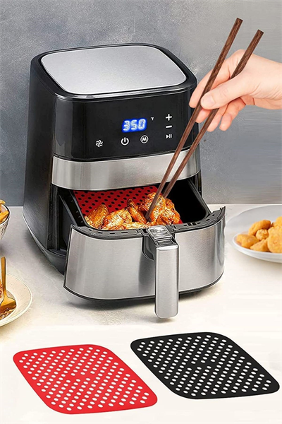 BUFFER® Siyah Isıya Dayanıklı Yıkanılabilir Silikon Fırın Ve Airfryer Kare Model Pişirme Matı 21,5 Cm