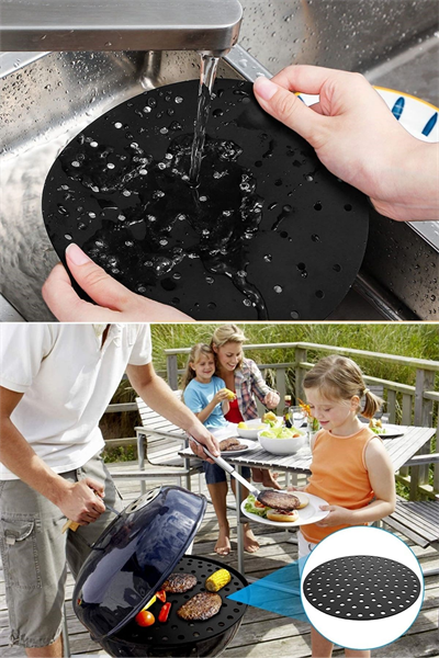 BUFFER® Siyah Isıya Dayanıklı Yıkanılabilir Silikon Fırın Ve Airfryer Yuvarlak Model Pişirme Matı 23 Cm