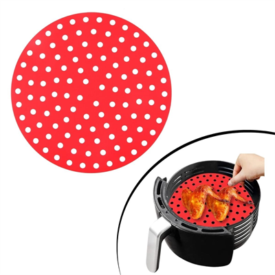 BUFFER® Siyah Isıya Dayanıklı Yıkanılabilir Silikon Fırın Ve Airfryer Yuvarlak Model Pişirme Matı 20 Cm