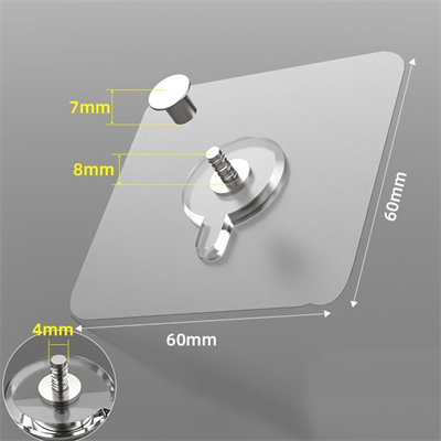 BUFFER® Süper Güçlü Çerçeve Askısı Pin Delgisiz Vidalı Tırnak Kanca Yapışkanlı Raf Tutucu Askı 4 Adet