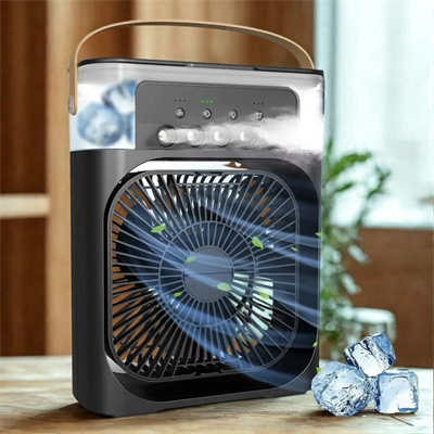 BUFFER® Taşınabilir 3 Farklı Mod Ayarlı 7 Farklı Led Işıklı Sulu Soğutmalı Taşınabilir Masaüstü USB Fan Vantilatör