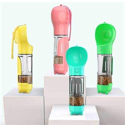 BUFFER® Taşınabilir Hazneli Mama Kaplı ,Kaka Poşetli Kedi,Köpek Suluğu-300ml