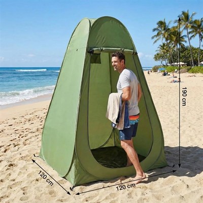 BUFFER® Tek Kişilik Yarı Otomatik Portatif Giyinme Kabini Çadırı – Plaj, Kamp, Duş ve Soyunma Kabini Outdoor Çadır 120x120x190 cm