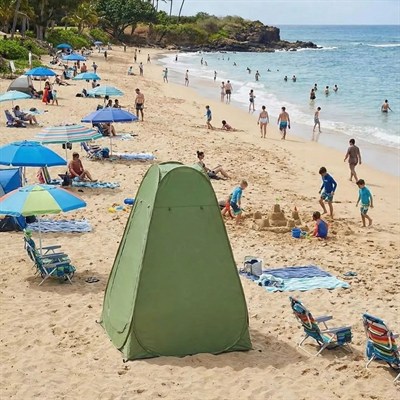 BUFFER® Tek Kişilik Yarı Otomatik Portatif Giyinme Kabini Çadırı – Plaj, Kamp, Duş ve Soyunma Kabini Outdoor Çadır 120x120x190 cm