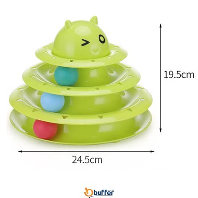 BUFFER® Tower Of Tracks Eğlenceli Üç Katlı Kedi Oyuncağı Seti Kedi Oyunu