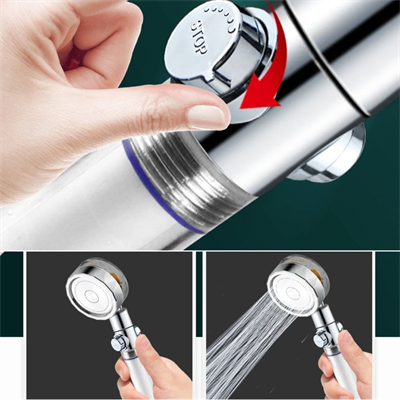 BUFFER® Turbo Pervaneli ve Filtreli Su Tasarruflu 360 Derece Dönebilen Tazyikli Duş Başlığı
