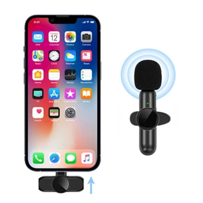 BUFFER® Type C Uyumlu İphone Dönüştürücülü Kablosuz Yaka Mikrofonu Android ve İphone Uyumlu Mini Mikrofon