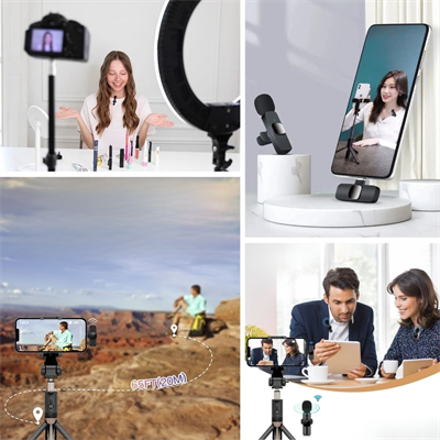 BUFFER® Type C Uyumlu İphone Dönüştürücülü Kablosuz Yaka Mikrofonu Android ve İphone Uyumlu Mini Mikrofon